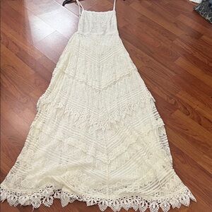 L'ATISTE Lace Maxi Dress in Cream